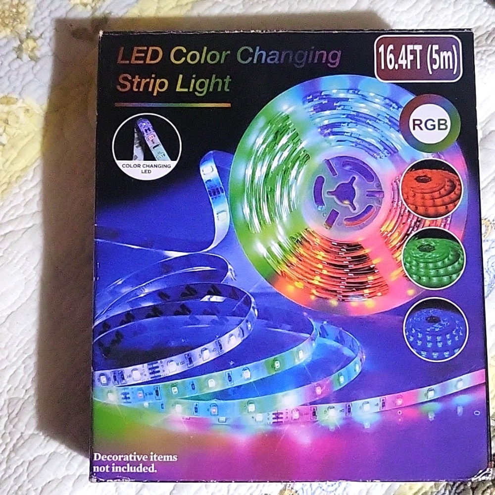LED color changing strip light 16.4 ft remote control weatherproof 3 mm tape